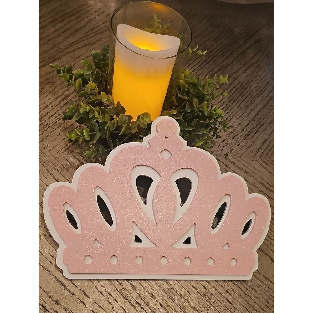Pink Glitter Tiara Wall Decor